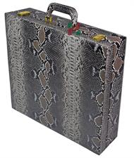 Premium Walnut Brown Snake Textured PU Leather Chess Set Storage Box - Elegant and Durable Organizer for Chess Pieces, Board, and Accessories