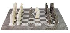 Royal Bishop Series Oceanic & Botticino Marble Chess Set with Faux Leather Storage Box – Elegant Handcrafted Luxury Board Game