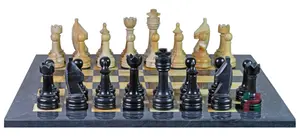 Jet Black & Burma Teak Marble Chess Set with PU Leather Storage Box – Luxury Craftsmanship Meets Timeless Elegance