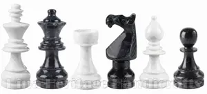 Luxury Hand-Carved Black & White Marble Chess Set – Traditional Staunton Style Stone Chess Pieces with Felted Bases 