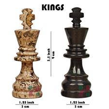 Black and Coral Marble Chess Set - Elegant Handcrafted Marble Chess Pieces for Home Decor & Play