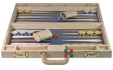 Luxury Fawn Crocodile Textured Faux Leather Backgammon Attache – 21x14x3” with Inlaid Playing Points