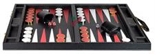 Luxury Black Croco Faux  Leather Attache Backgammon Set – 21x14x3 Inches Closed, Inlaid Playing Points, Portable Travel Case