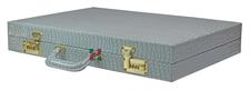 Luxury Faux Leather  Sky Blue Crocodile-Textured Backgammon Set with Dice Cups & 30 Gold/Silver Plated Checkers