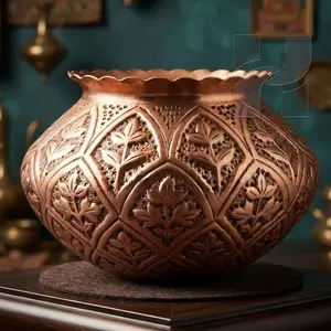 Handcrafted Embossed Copper Handi Pot – Authentic Traditional Kitchenware Decor