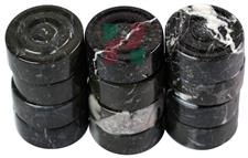 Black Zebra Marble Checkers Set with Marblized Edge – Elegant Game Piece Collection
