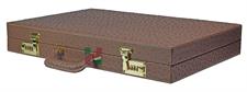 High-End Faux Leather Backgammon Set – Ostrich Texture, Inlaid Points & Metallic Checkers