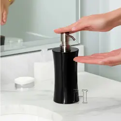 Elegant Jet Black Onyx Soap Dispenser – Solid Stone Design for Home & Hotel Bathrooms