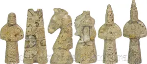 Handmade Jet Black and Coral Marble Chess Pieces Only, Royal Bishop Series Luxury Natural Stone Chess Set Replacement Pieces, Decorative Solid Stone Chessmen for Collectors