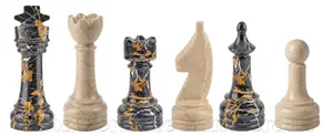 Luxury Michael Angelo and Verona Marble Chess Pieces Set – Hand-Carved Natural Stone Chessmen Set for Standard Boards