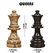 Black and Coral Marble Chess Set - Elegant Handcrafted Marble Chess Pieces for Home Decor & Play