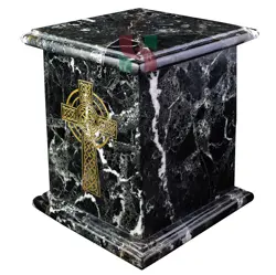 Extra Large Black Zebra Marble Tower Cremation Urn for Human Ashes | Handcrafted XL Memorial Urn with Natural Stone Veining | Elegant Monumental Funeral Urn for Adults