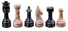 Marina  & Jet Black Marble Natural Stone Chess Set With Rustic Series Chess Pieces 