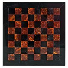 Red Onyx & Jet Black Marble Chess Board with Customizable Borders | Elegant Chess Set
