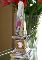 Handcrafted 12 Inch Green Onyx Obelisk Clock – Unique Natural Stone Clock for Elegant Homes