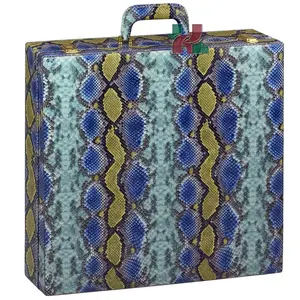 Premium Royal Blue Snake Textured PU Leather Chess Set Storage Box – Stylish, Durable Organizer for Chess Pieces, Board & Accessories 