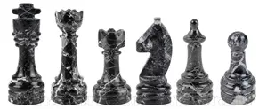 Handmade Black Zebra Marble and Green Onyx Chess Pieces Set – Luxury Stone Weighted Chess Pieces