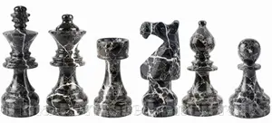Handcrafted Black Zebra and White Marble European Style Chess Pieces Set – Luxury Staunton Chessmen for Collectors & Home Decor