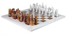 Luxury White Marble & Red Onyx Chess Set – Royal Bishop Series with Faux Leather Storage Box