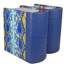 Blue Snake Texture Leather Companion Urn – Book-Style Memorial for Two Loved Ones