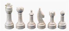 Jet Black & Botticino Cream Marble Natural Stone Chess Set With Rustic Series Chess Pieces 
