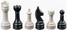Botticino Cream & Jet Black Marble Natural Stone Chess Set With Rustic Series Chess Pieces 
