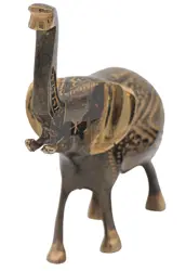 Handcrafted Solid Brass Elephant Figurine with Trunk Up for Good Luck, Home Décor, Feng Shui, and Gifting – Antique Finish – 6 Inch