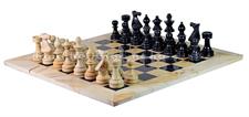 Premium Burma Teak and Jet Black Marble European Style Chess Set – Handmade Premium Chess Pieces with Faux Leather Storage Box – Classic  Marble Chessboard Gift Set for Adults and Collectors