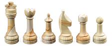 Burma Teak & Green Onyx Natural Stone Chess Set With Rustic Series Chess Pieces 