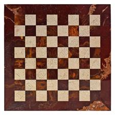 Luxurious Red Onyx & Botticina Marble Chess Set - Customizable Borders in Botticina or Red Onyx