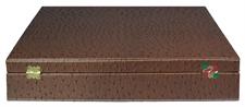 Chestnut Brown Ostrich Textured PU Leather Storage Box for Chess Set – Stylish and Durable Organizer for Chess Pieces and Board