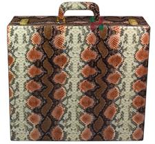 Premium Tangerine & Brown Snake Textured PU Leather Chess Set Storage Box – Elegant, Durable Organizer for Chess Pieces & Accessories 
