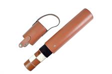 Luxury Walnut Brown Leather Rollup Chess Set – Marble Checkers, Metallic Trim, Zig-Zag Stitching & Leather Storage Tube