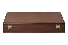 Chestnut Brown PU Leather Chess Set Storage Box with Gold-Plated Locks, Hinges, and Sturdy Carry Handle
