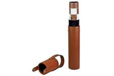 Luxury Walnut Brown Leather Rollup Chess Set – Marble Checkers, Metallic Trim, Zig-Zag Stitching & Leather Storage Tube
