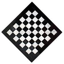 Elegant Jet Black & White Marble Chess Board with Customizable Border Variants – Premium Quality Chess Set