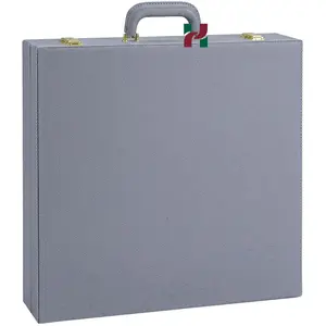 Stylish Slate Gray PU Leather Chess Storage Box – Perfect for Organizing Your Game