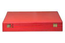 Elegant Crimson Red PU Leather Chess Set Storage Box – Premium Organizer for Chess Pieces