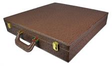Chestnut Brown Ostrich Textured PU Leather Storage Box for Chess Set – Stylish and Durable Organizer for Chess Pieces and Board