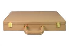 Elegant Beige Latte PU Leather Chess Set Storage Box – Stylish & Durable Organizer for Chess Pieces