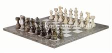 Oceanic & Botticino Marble European Series Chess Set with Faux Leather Storage Box – Luxury Handmade Classic Board Game