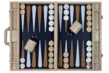 Luxury Fawn Crocodile Textured Faux Leather Backgammon Attache – 21x14x3” with Inlaid Playing Points