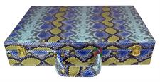 Premium Royal Blue Snake Textured PU Leather Chess Set Storage Box – Stylish, Durable Organizer for Chess Pieces, Board & Accessories 