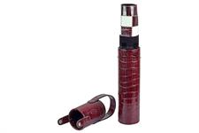 Luxury Burgundy Crocodile Textured Leather Roll-Up Chess Set – Marble Checkers with Metallic Edges & Leather Storage Tube