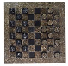 Premium Oceanic & Jet Black Marble Checker Set – Elegant Marble Game Board Collection