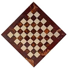 Luxurious Red Onyx & Botticina Marble Chess Set - Customizable Borders in Botticina or Red Onyx
