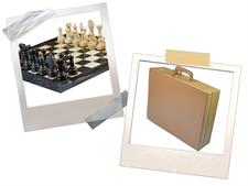 Jet Black & Burma Teak Marble Chess Set with PU Leather Storage Box – Luxury Craftsmanship Meets Timeless Elegance