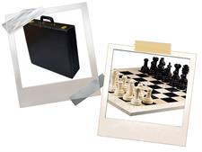 Botticino Cream & Jet Black Marble Natural Stone Chess Set With Rustic Series Chess Pieces 