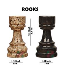 Black and Coral Marble Chess Set - Elegant Handcrafted Marble Chess Pieces for Home Decor & Play