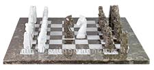 Luxury Oceanic & White Marble Chess Set – Handcrafted Stone Chess Board & Pieces for Home Décor & Gifting